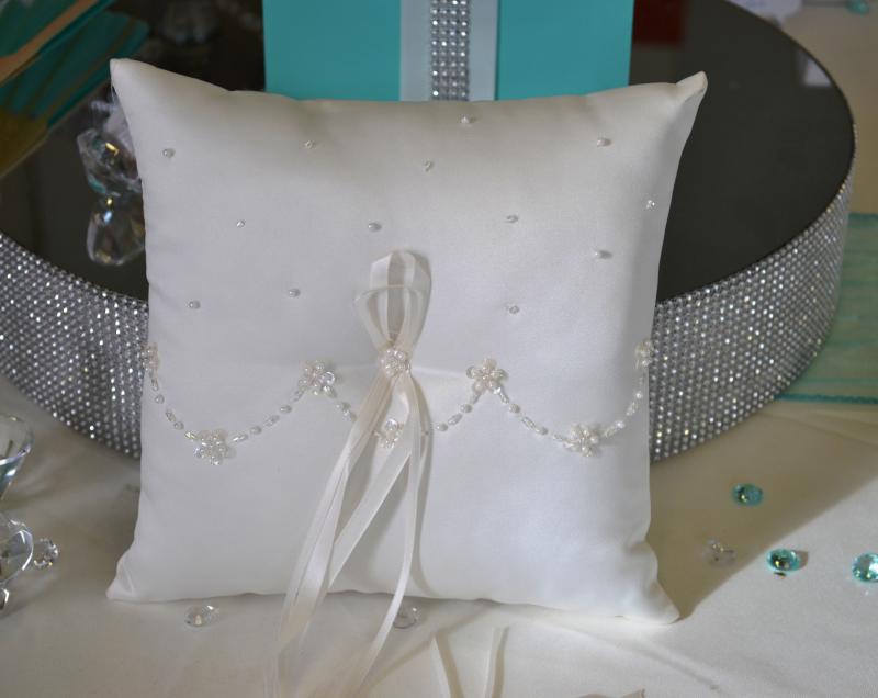 Wedding Ivory Pearl Ring Pillow Wedding Wish