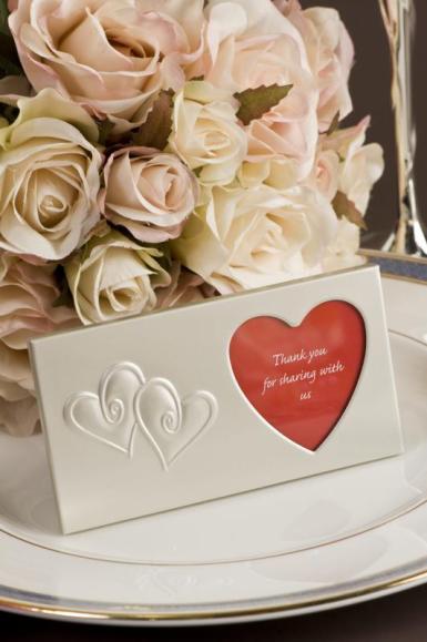 Wedding  Brushed Silver Frame with Heart Cutout Image 1