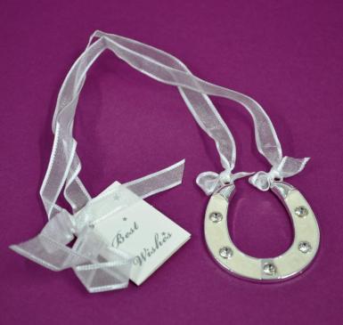 Wedding  Pearl and Diamante Horseshoe Charm Image 1