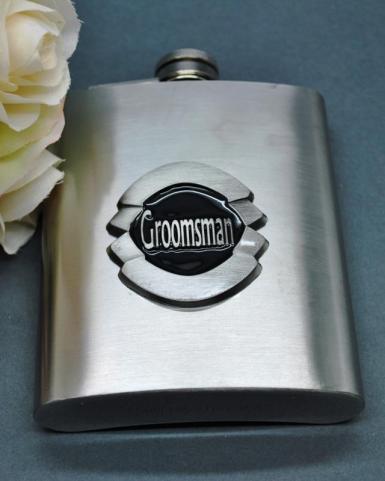 Wedding  Hip Flask with Circle Badge Image 1