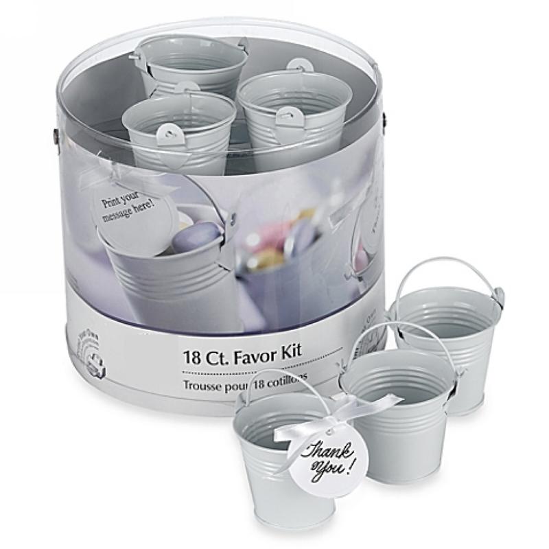 Wedding White Tin Pail Kit x 18 Buckets, Ribbons, Tags Wedding Wish
