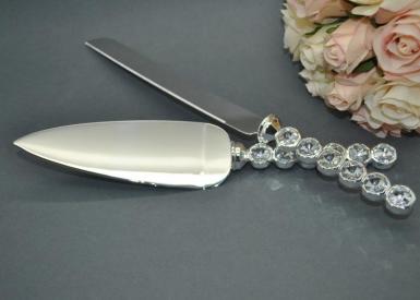 Wedding  Diamante Stem Cake Knife and Server Set Image 1