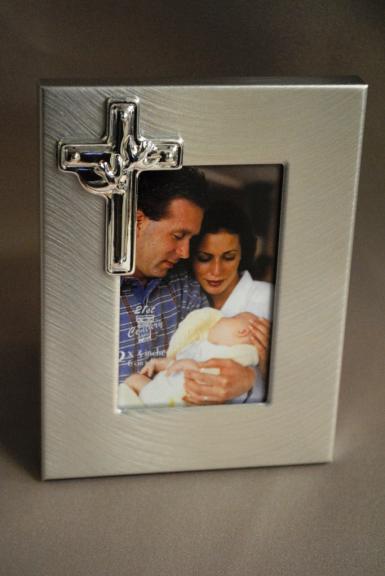 Wedding  Silver Frame with Cross Image 1