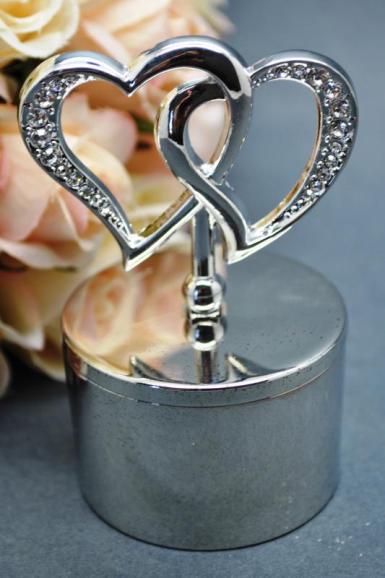 Wedding  Double Hearts Metal Trinket Box Image 1