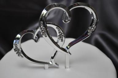 Wedding  Double Hearts Diamante Wedding Cake Topper Image 1