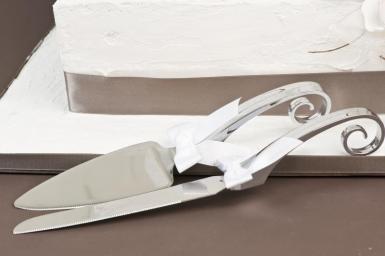 Wedding  Silver Scroll Cake Server Set - SECONDS - 5 available Image 1