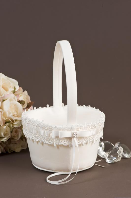 Wedding Elegant Lace Flower Girl Basket Ivory or White Wedding Wish