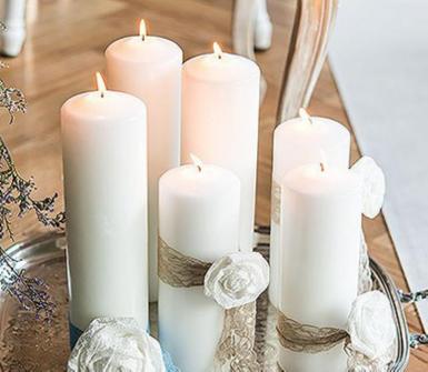 Wedding  Round Pillar Candles Thick Medium Image 1