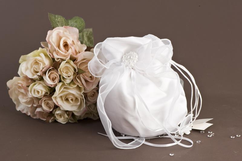 Wedding Satin Dilly Bag with Pearls Wedding Wish