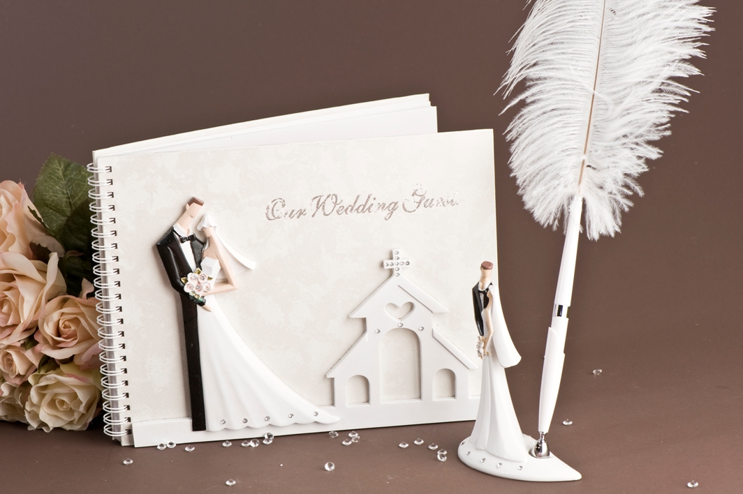 Wedding White Bride and Groom Guest Book Wedding Wish