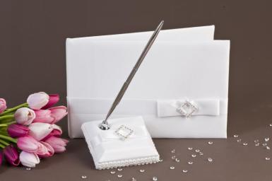 Wedding  Pure Elegance in Wedding White Satin Guest Book Image 1