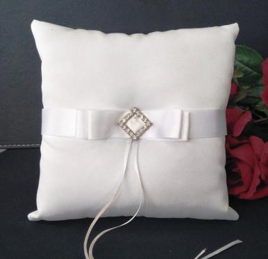 Wedding  Ring Cushion - Pure Elegance Pillow with Diamante Image 1