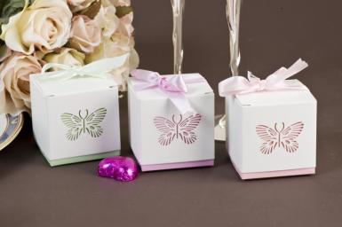 Wedding  Laser Cut Butterfly Bomboniere Box with Ribbon and Charm x 10 Image 1