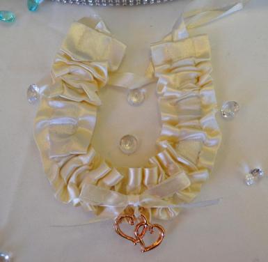 Wedding  Ivory and Gold Satin Horseshoe Charm Image 1