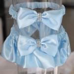 Deluxe Blue Satin Wedding Garter with Rhinestones image