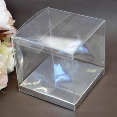 Wedding  Clear PVC Box with Silver Base 7 x 7cm Image 1