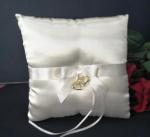 Ring Cushion - Ivory and Gold Hearts Pillow image