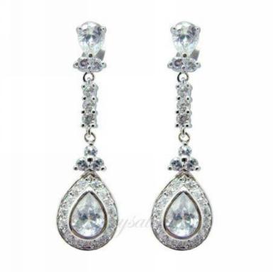 Chrysalini Elegant Silver Drop Crystal Earrings BAE0894W Image 1