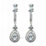 Elegant Silver Drop Crystal Earrings image