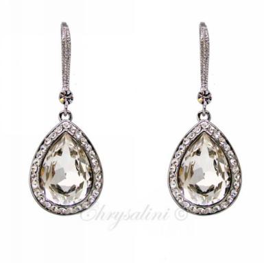 Chrysalini Crystal Large Tear Drop Earrings NE0852W-S Image 1