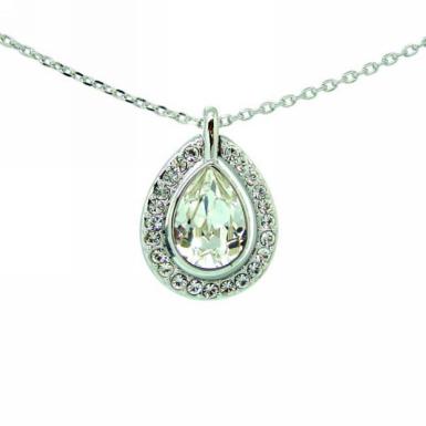Chrysalini Silver Drop Diamante Necklace AN0023W Image 1