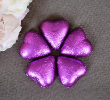 Dolci Doro Purple / Mauve Heart Shaped Chocolates x 100 Solid Lilac Image 1