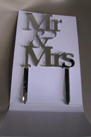 Wedding  Mr and Mrs Mirror Cake Topper Image 1