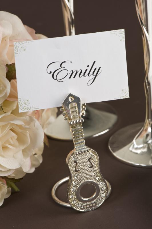 Wedding Silver Guitar Place Card Holders