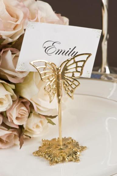 Wedding  Gold Butterfly Place Card Holders X 4 Image 1