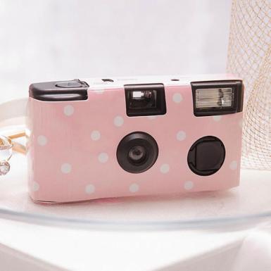 Wedding  Single Use Camera - Polka Dot Design Pastel Image 1