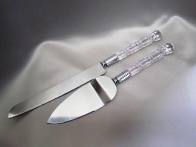 Wedding  Crystal Look Cake Knife and Server Image 1