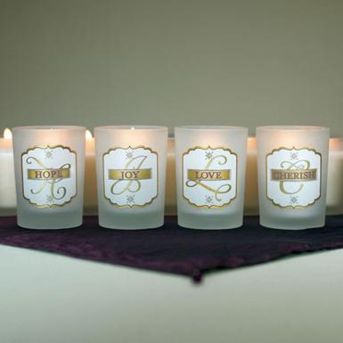 Wedding  "Love Set" Glass Votive Candle Holders Matte Gold - 4 pieces Image 1