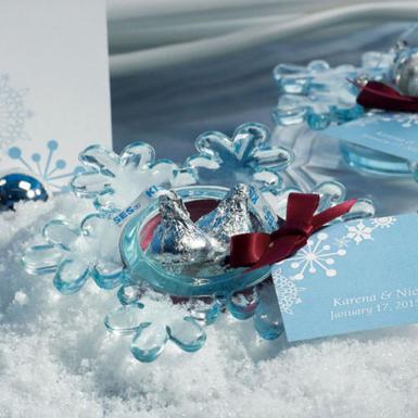 Wedding  Snowflake Candle Holders Glacier Blue or Frosted x 2 Image 1
