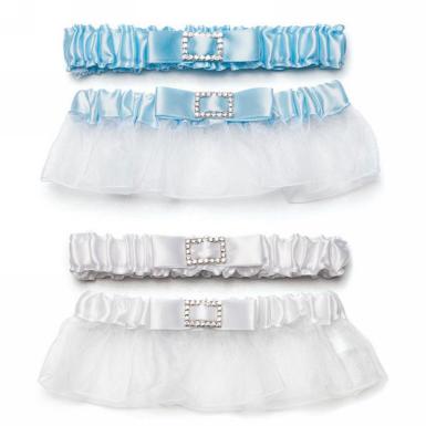 Wedding  Classic Garters with Buckle Bridal White Image 1