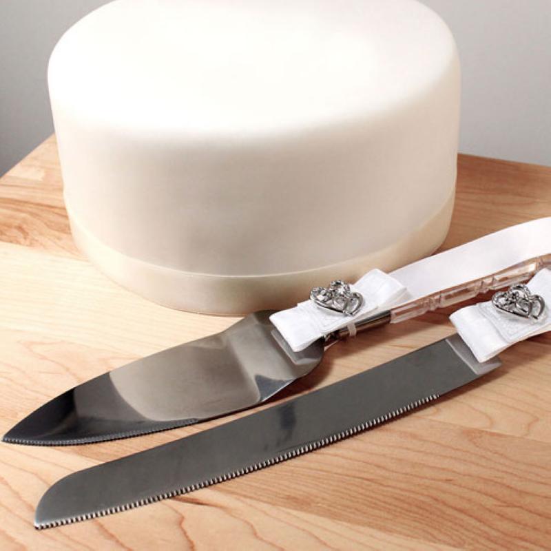 Wedding Classic Double Heart Cake Serving Set Wedding Wish