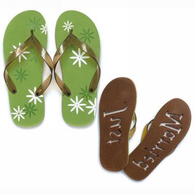 Wedding  Graphic Daisy "Just Married" Flip Flop Sandals Image 1