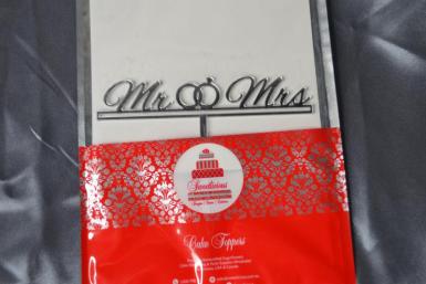 Wedding  Mr & Mrs Cake Topper with Rings Image 1