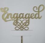 Engaged Gold Glitter Cake Topper image