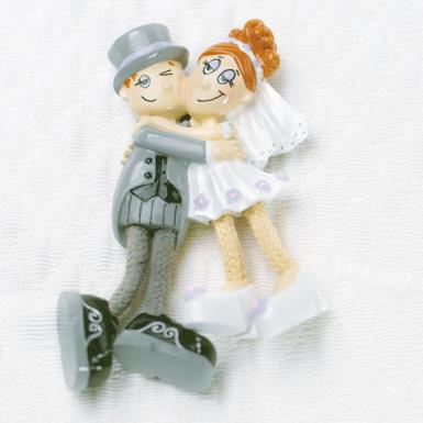 Wedding  Dangly Leg Comical Bride & Groom Magnet Image 1