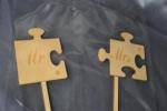 Mr & Mrs Puzzle Pieces Cake Topper image