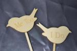 'I do Me too' Wooden Bird Cake Topper image