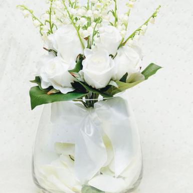 Wedding  White Rose & Lily of the Valley Bridal Nosegay Bouquet Image 1