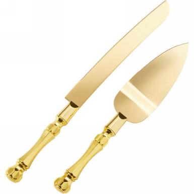 Wedding  Gold Acrylic Handle Cake Server Set Image 1