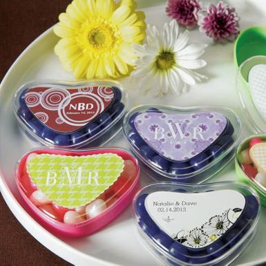 Wedding  Heart Shaped Candy Containers Crystal & Image 1