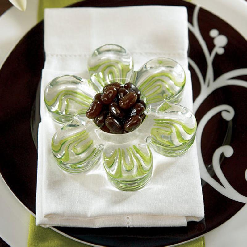 Wedding Glass Flower Holders Green Highlights x 2 pack Wedding Wish