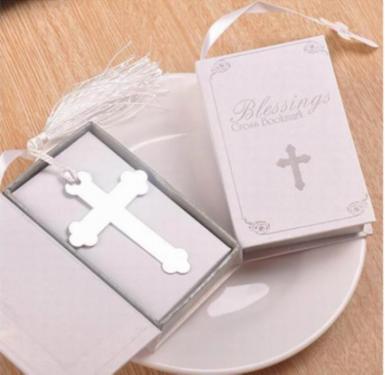 Wedding  Cross Bookmark in Book - Christening Bomboniere Image 1