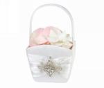 Elegant White Jewelled Flower Girl Basket image