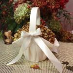 Large Ivory Satin Flower Girl Basket image