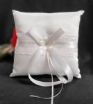 Ring Pillow with Ribbon & Flower Ivory or White image