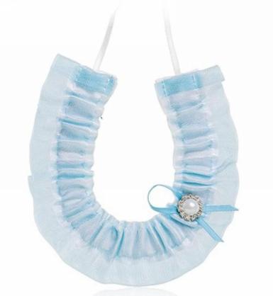 Wedding  Blue Satin Horseshoe with Pearl Image 1